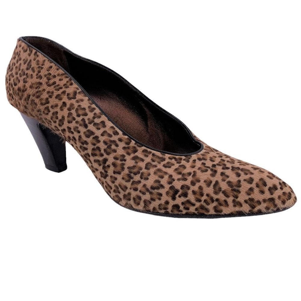 Vintage 80's PETRA Leopard Print Calf Hair Pumps Size 7.5 M Heels